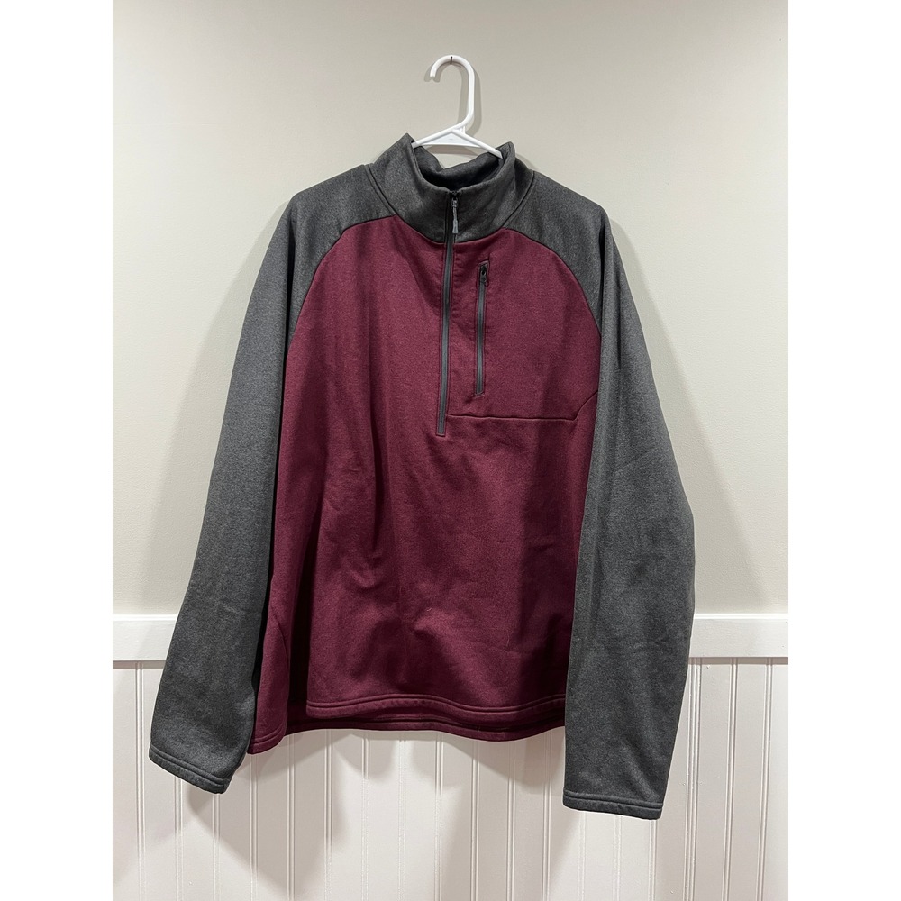 L.L. Bean Mountain Fleece Half Zip Maroon Gray Outdoor Hiking Men Size XXL